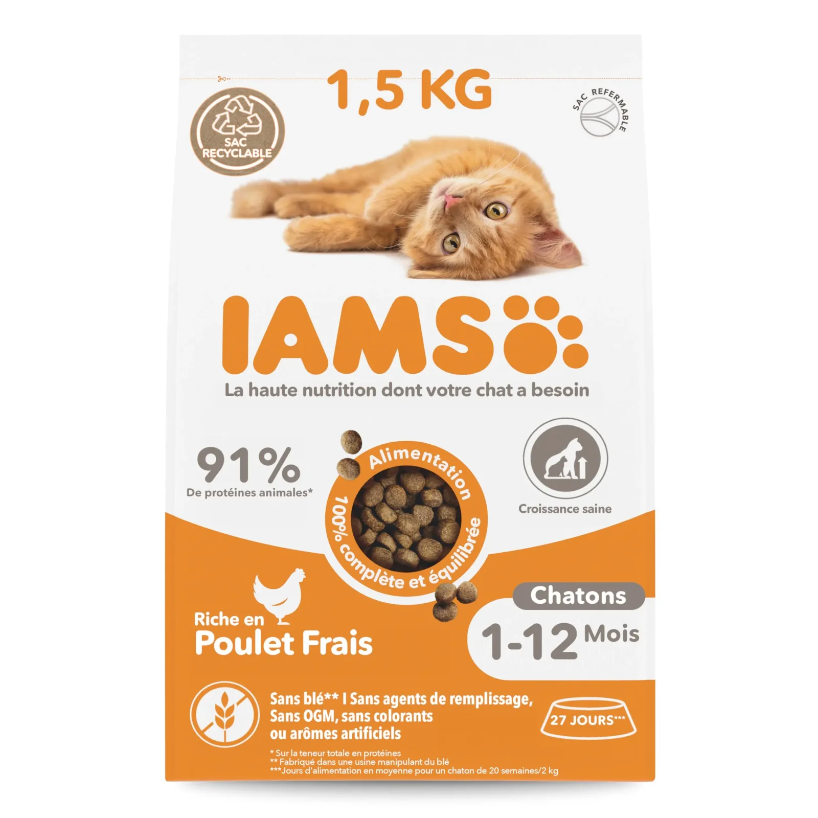 Sac IAMS Vitality Kitten poulet 1,5 kg